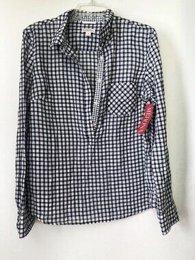 New Merona Long Sleeve Relaxed Fit Pullover Plaid Shirt (Size L) NWT